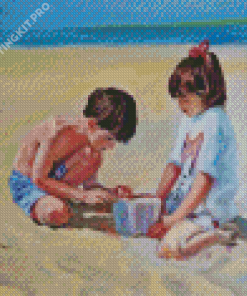 Kids At Beach Diamond Painting