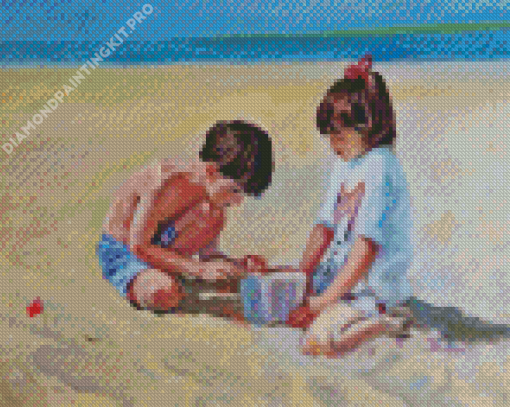 Kids At Beach Diamond Painting