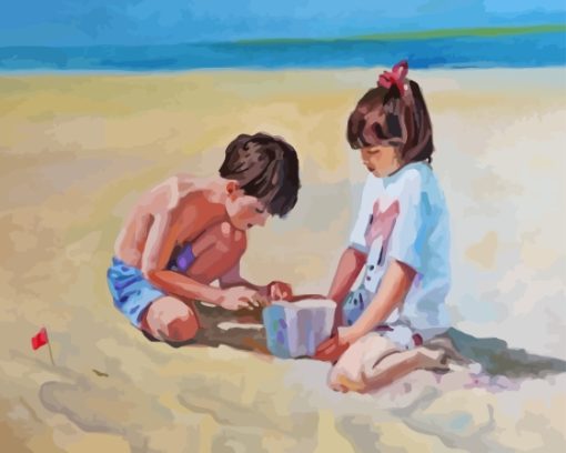 Kids At Beach Diamond Painting