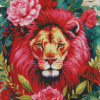 Lion In Flowers Art Diamond Painting