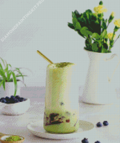 Matcha Frappuccino With BLueberries Diamond Painting