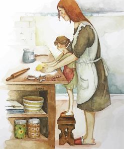 Mom Baking With Daughter Diamond Painting