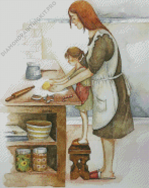 Mom Baking With Daughter Diamond Painting