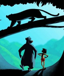 Mowgli With Bagheera And Baloo Diamond Painting