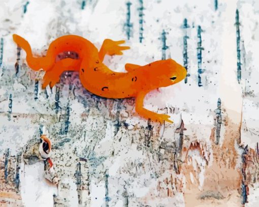 Orange Salamander Reptile Diamond Painting