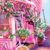 Pink Bicycle At The Flower Shop Diamond Painting