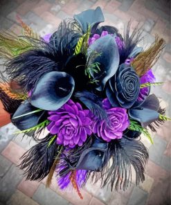 Purple and Black Flowers Bouquet Diamond Painting