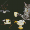 Two Cats With Tea Cups Diamond Painting