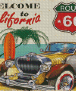 Vintage California Car Route 66 Diamond Painting