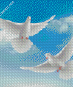 White Flying Pigeons Diamond Painting