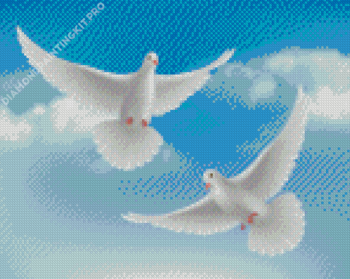 White Flying Pigeons Diamond Painting