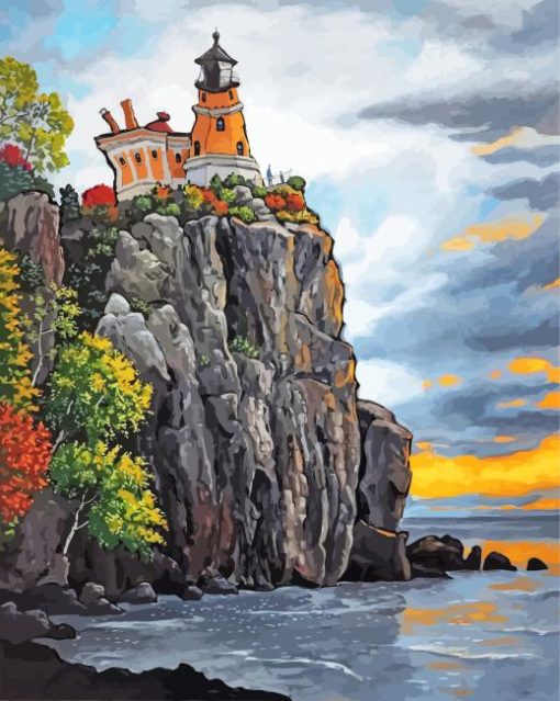 Abstract Split Rock Lighthouse Diamond Painting