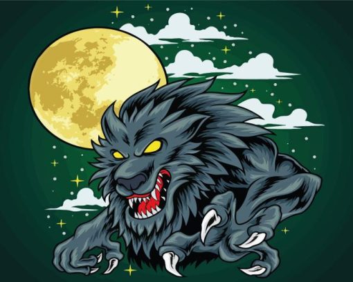 Angry Werewolf On The Full Moon Diamond Painting