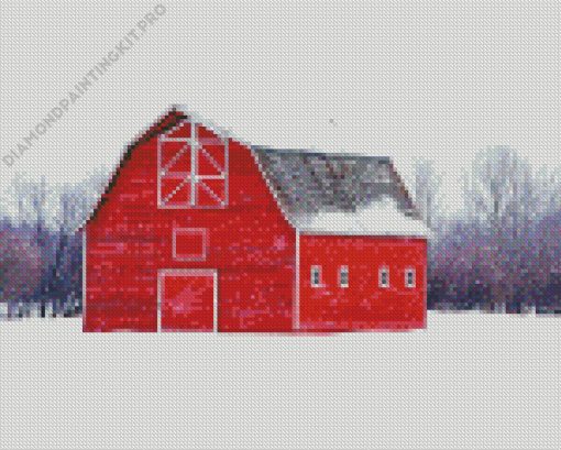 Barn In Snow Diamond Painting