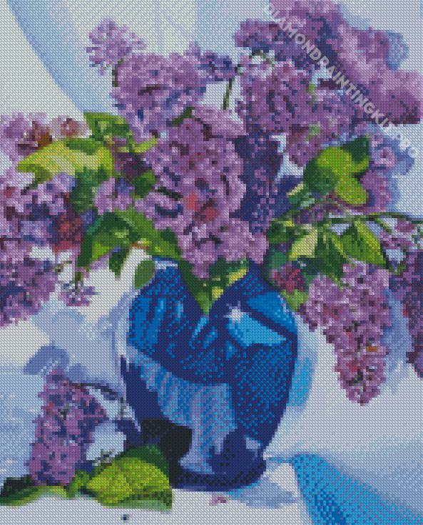 Blue Vase Lilac Flowers Diamond Painting