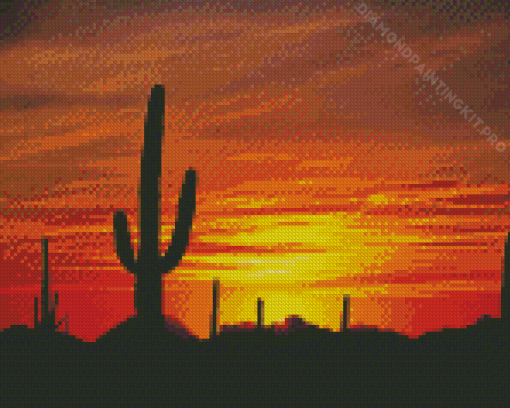 Cactus Desert Sunset Diamond Painting