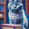 Cat and Books Diamond Painting
