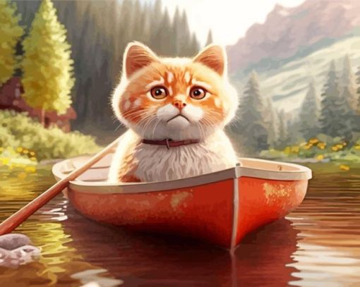 Cat In A Boat Diamond Painting