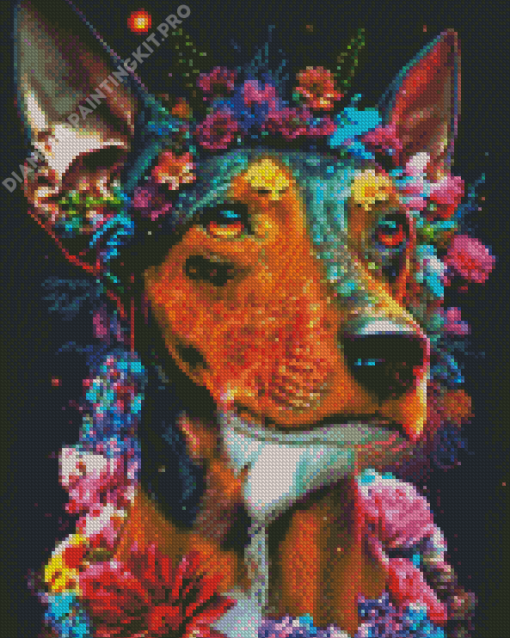 Floral Dog Art Diamond Painting