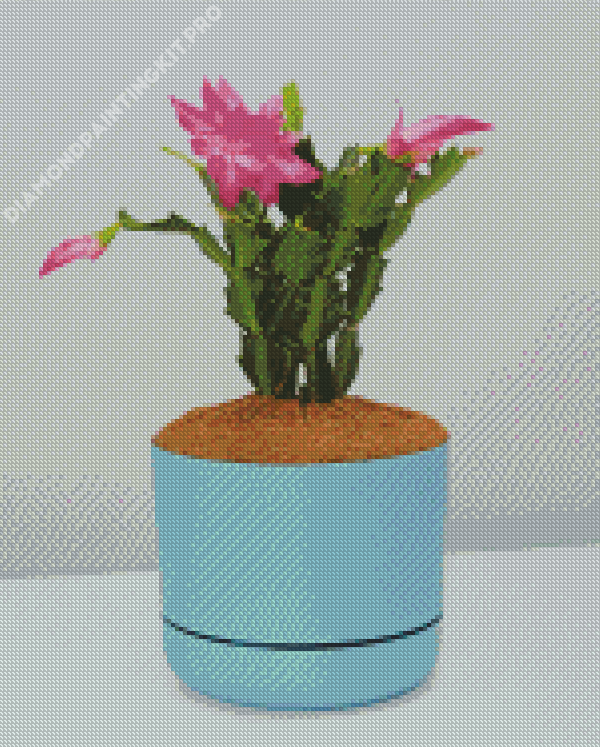 Flowering Blue Plant Vase Diamond Painting