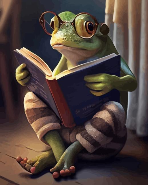 Frog Reading a Book Diamond Painting