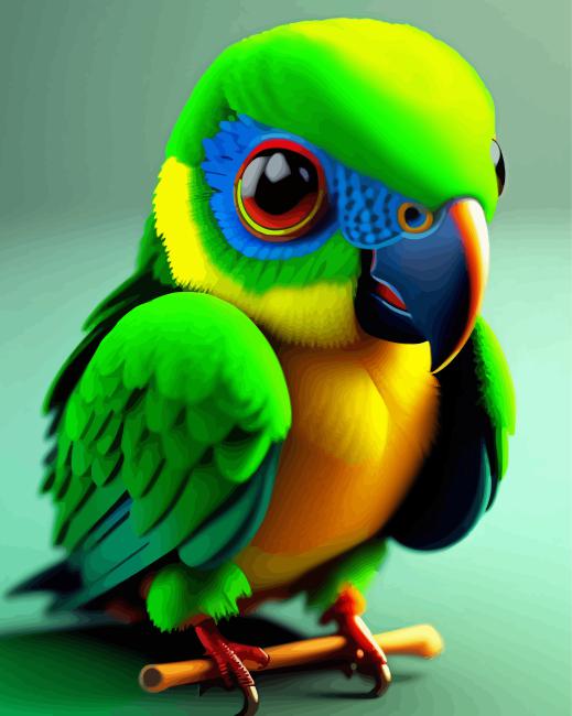 Green Parrot Diamond Painting