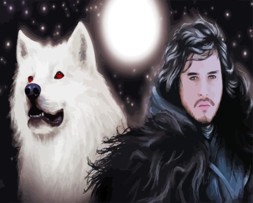 Jon Snow and Ghost GOT Diamond Painting