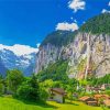 Lauterbrunnen Valley Waterfall Swiss Diamond Painting