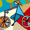 Man Riding a Bike Cubism Diamond Painting