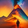 Man Watching a Volcano Diamond Painting