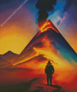 Man Watching a Volcano Diamond Painting