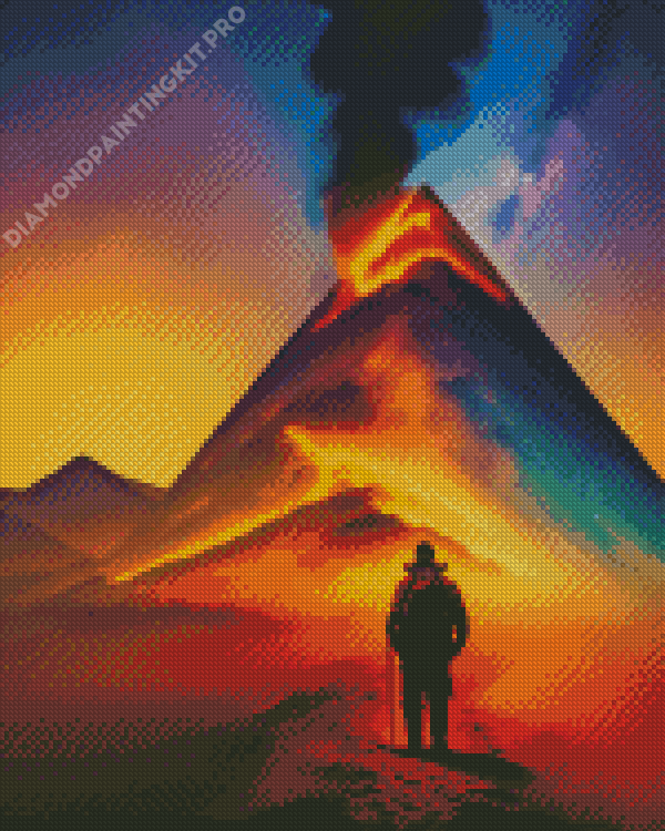 Man Watching a Volcano Diamond Painting