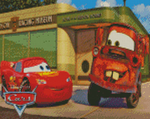 Mate and Lightning Mcqueen Diamond Painting