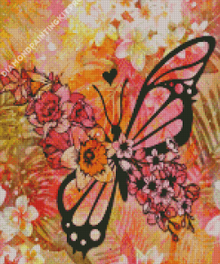 Peach Butterfly Art Diamond Painting
