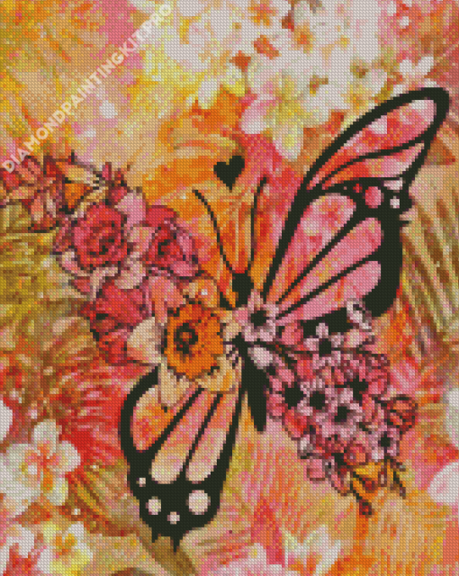 Peach Butterfly Art Diamond Painting