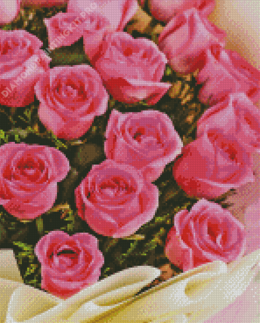 Pink Roses Fairy Tale Bouquet Diamond Painting