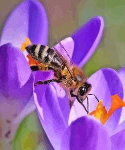 Purple Flower Bee Diamond Painting