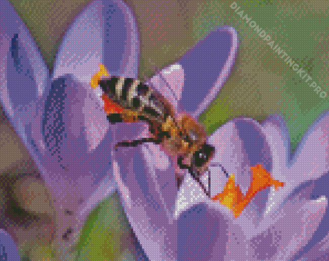 Purple Flower Bee Diamond Painting