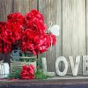 Red Peonies With Love Sign Diamond Painting