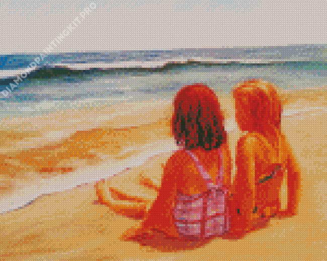 Sisters On Beach Summer Diamond Painting