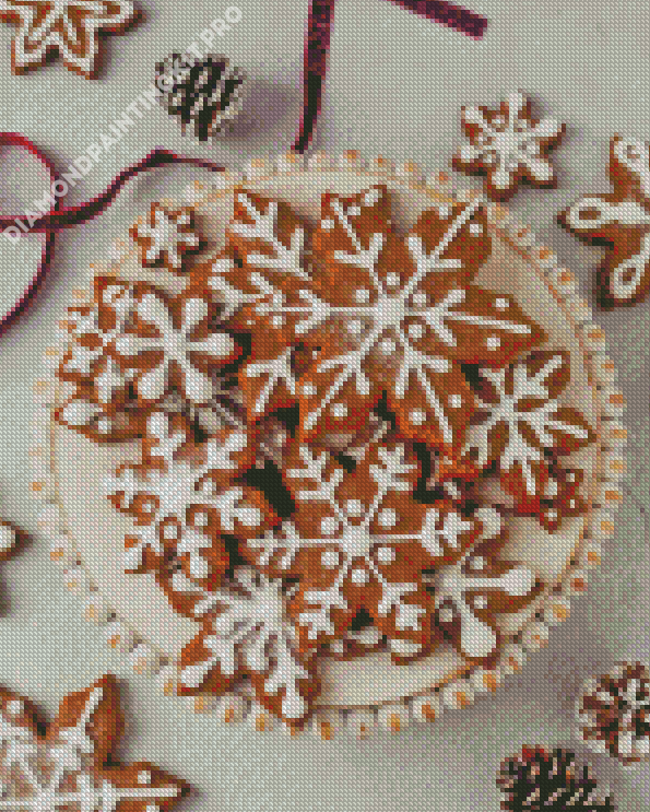 Snowflake Cookies Plate Diamond Painting