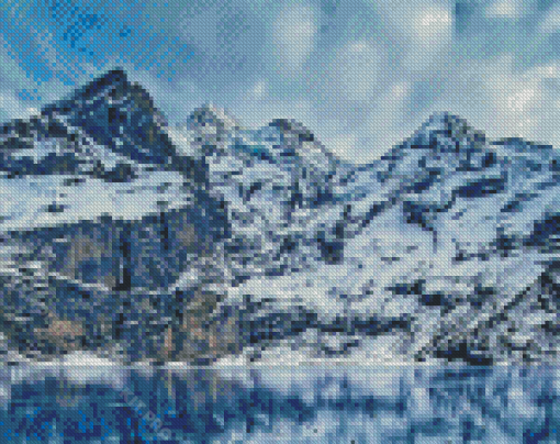 Snowy Kandersteg Mountain Diamond Painting