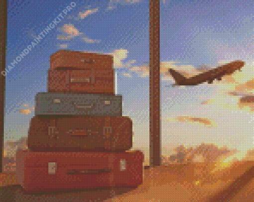 Travel Suitcases At The Airport Diamond Painting