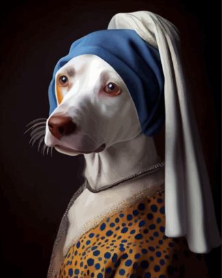White Dog With A Pearl Earring Diamond Painting