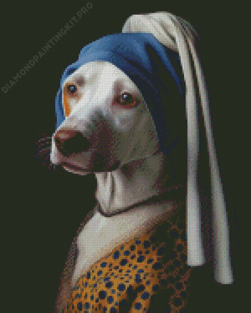 White Dog With A Pearl Earring Diamond Painting