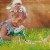 White Rabbit and Little Girl Diamond Painting