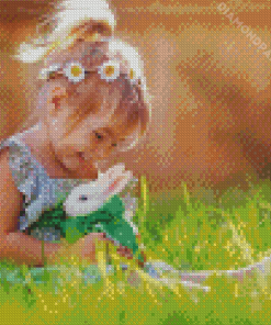 White Rabbit and Little Girl Diamond Painting