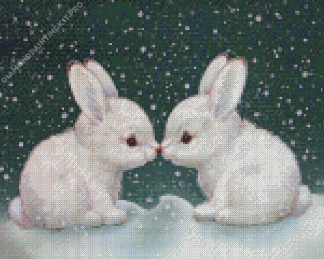 White Baby Bunnies Diamond Painting
