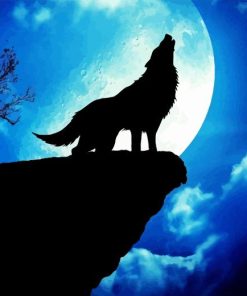 Wolf With Moon Diamond Painting