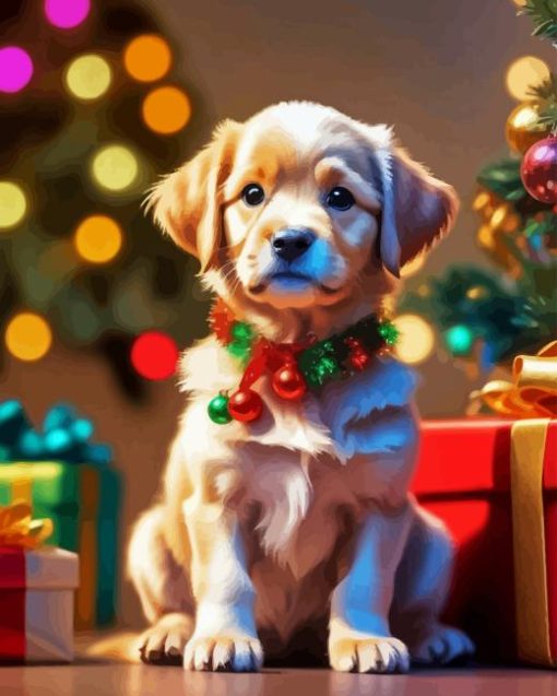 Christmas Puppy Diamond Painting